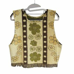 Vintage Crop Top Handsewn from 1970's Cannon Towels Upcycled Pullover Vest